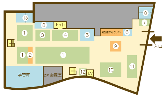 中央図書館2階フロア案内